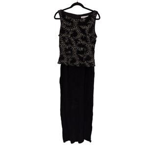 NWT Vintage Jessica Howard Women's Black Crepe Formal Sparkle Dress Size 10